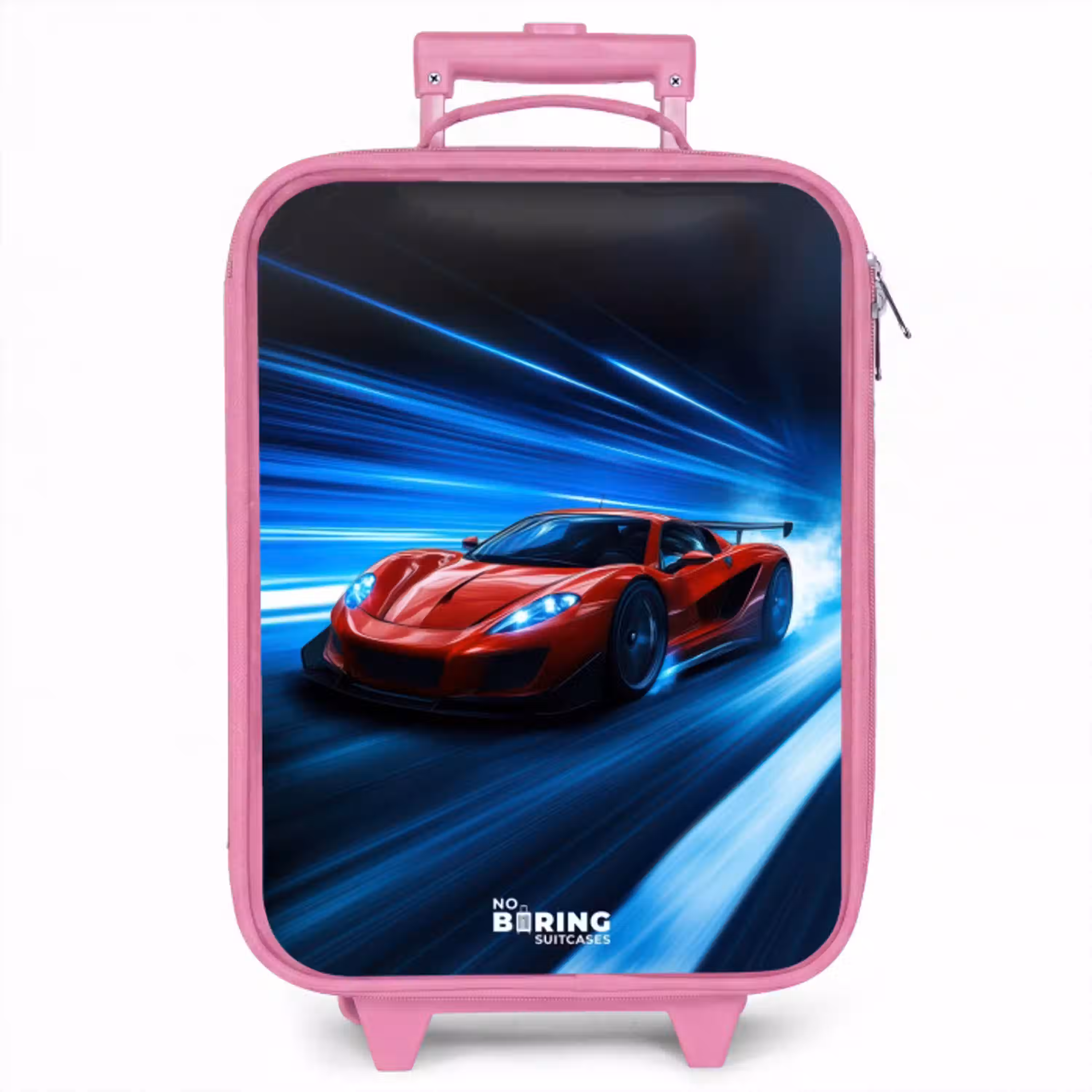 Rode racewagen in digitale snelheidswereld Kinderkoffer - Roze klein -zzz_website3d