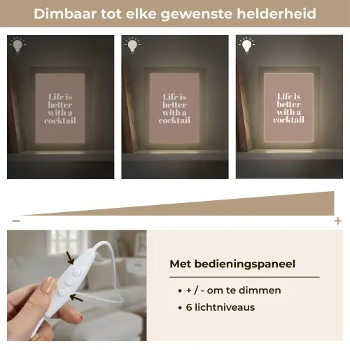 Cocktail - Tekst - Patroon - Wit Light Box met kabel (Tafellamp) klein -USP_dimbaarNL