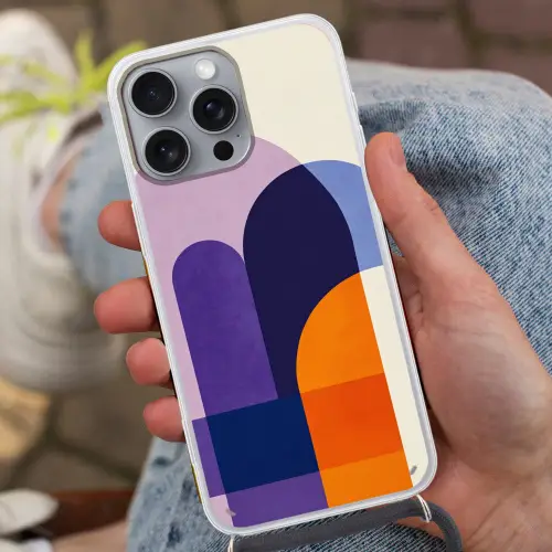 Vormen - Abstract - Grafisch - Oranje Hoesje iPhone 16 Pro Max met koord klein -sfeer3