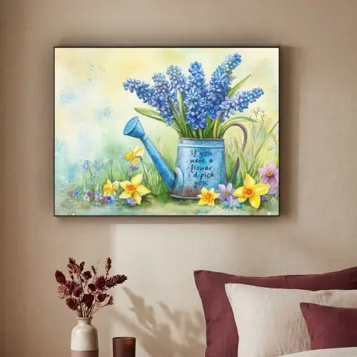 Lavendelbloemen - Quote - Gieter Textielframe zwart klein -sfeer1
