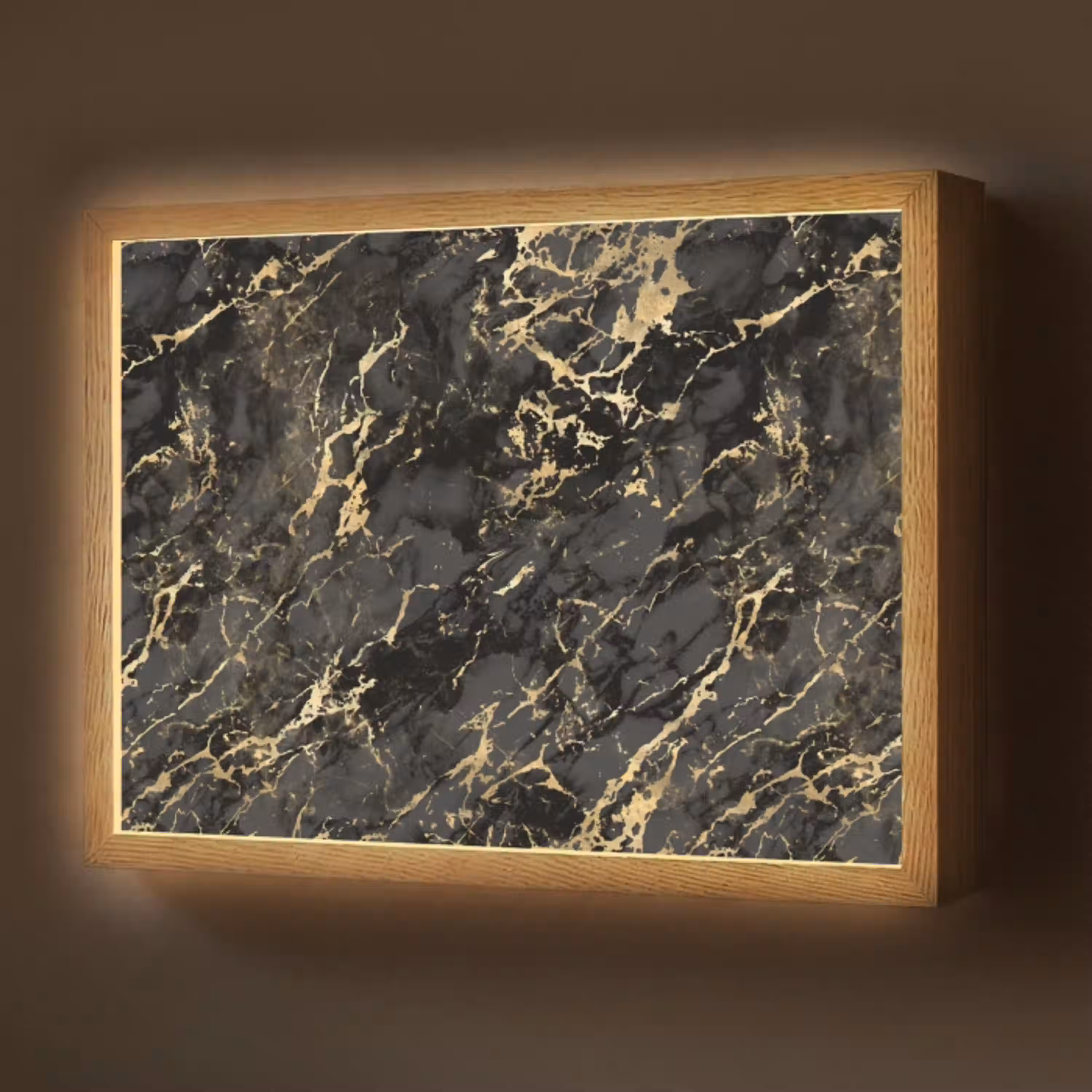 Marmer - Zwart - Goudstructuur Light Box met batterij (Wandlamp) middel 907 -z3d_website