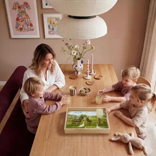 Ezels - Ganzen - Kleurrijk Dienblad Rechthoek middel -sfeer4