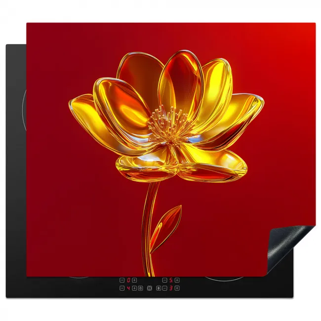 Bloem - Goud - Glazen Inductie beschermer vinyl 3mm middel -3d