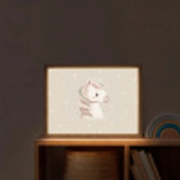 Pony  - Minimalistisch - Pastel - Stippen Light Box met batterij (Wandlamp kind) middel -sfeer1_kind