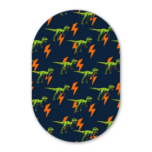 Bliksemschichten - Oranje - Dinosaurussen Wandcirkel Ovaal Forex klein -3d