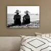 Vrouwen - Zonnehoed - Strand - Zwart - Wit canvas 2cm klein -sfeer3