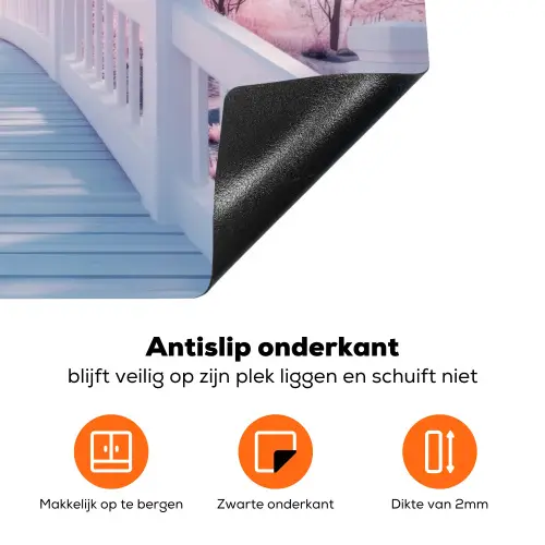 Brug - Kersenbomen - Wit Inductie beschermer vinyl 3mm klein -zzzzzzz-td-onderkant