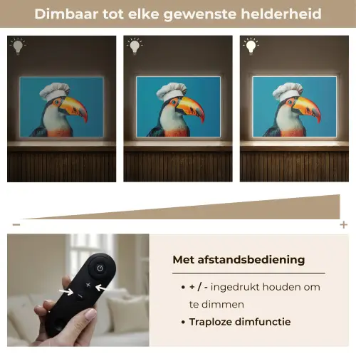 Toekan - Papegaai - Vogel - Koksmuts Light Box met batterij (Wandlamp) middel -USP_dimbaarNL