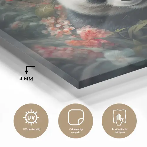 Panda - Wilde dieren - Bloemen - Natuur plexiglas 5mm klein -sfeer2