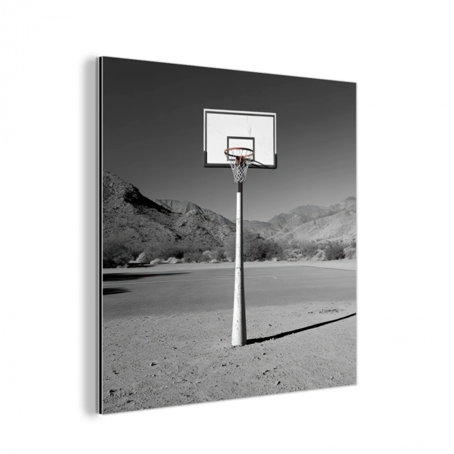 Basketbalpaal - Landschap - Zand - Wit aluminium wit klein -3d