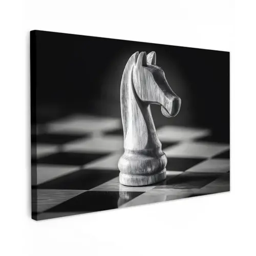Paard - Hout - Schaalbord - Zwart canvas 2cm klein -z3d