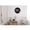 Bloemen - Vintage - Pastel - Zwart - Boeket Wandcirkel aluminium klein -woonkamer