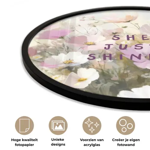 Quote - Bloemen - Schilderachtig Fotolijst rond zonder passe partout klein -closeup_NL