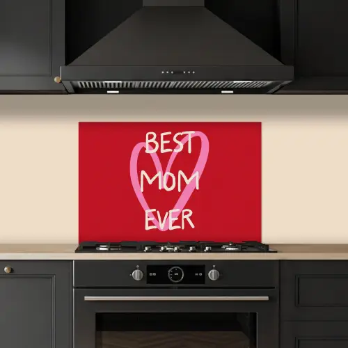 Moeder - Quote - Hartje - Rood keuken achterwand spatscherm klein -sfeer1