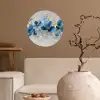 Bloemen - Blauw - Abstract Wandcirkel behangsticker klein -sfeer1