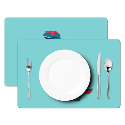 Dinosaurus - Blauw - Zonnebril Placemat vinyl groot -zzsfeer2_Kitchenyeah-website