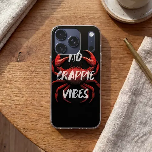 Krab - Rood - Tekst - Zwart Telefoonhoesje iPhone 17 Pro klein -sfeer1