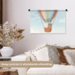 Luchtballon - Beren - Pastel Wandkleed katoen klein -sfeer1