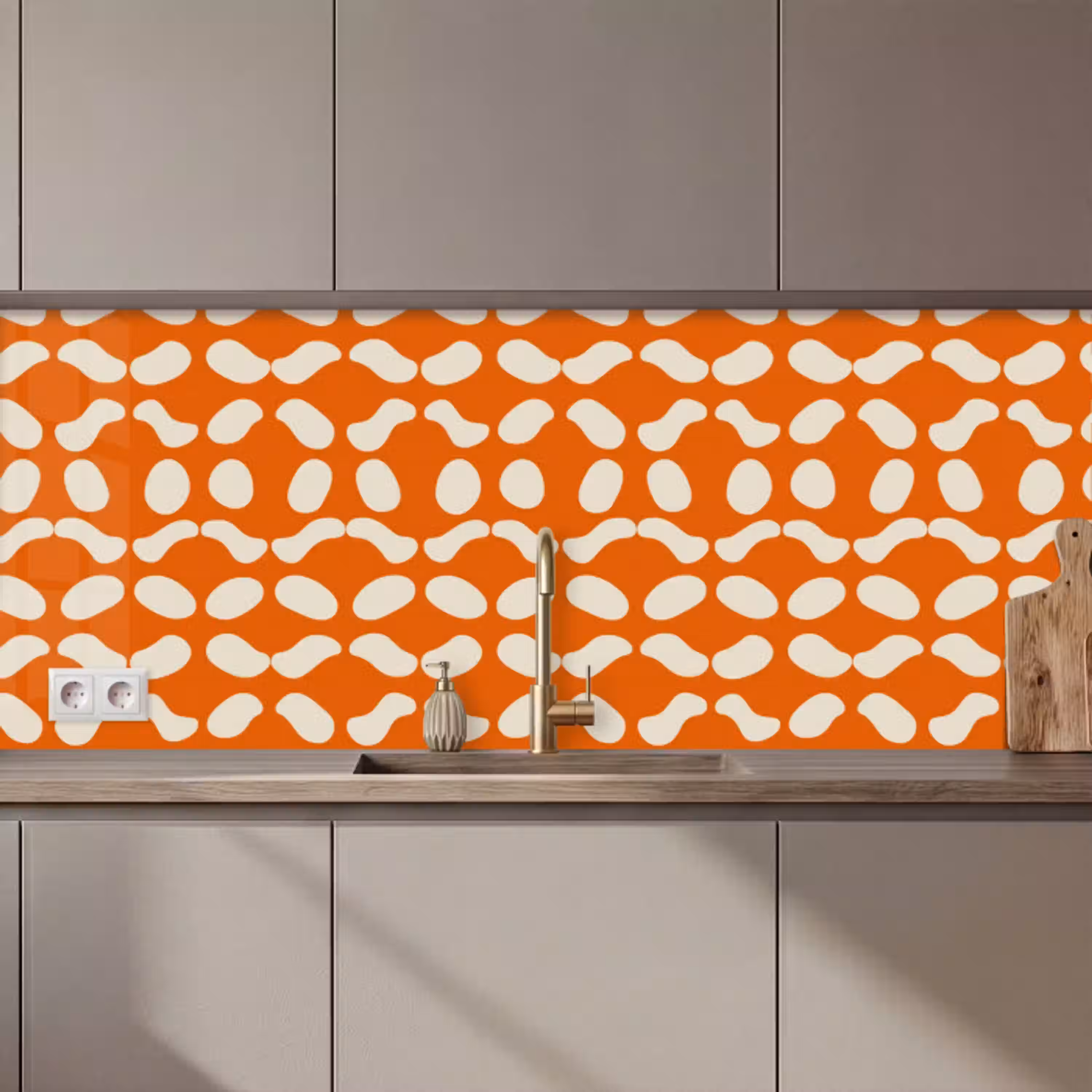 Oranje - Organische vormen - Wit keuken achterwand 2 middel 871 zz_3dshopping