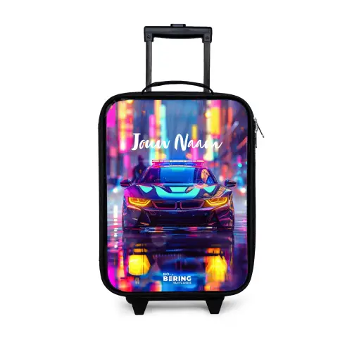 Neon nightcar Kinderkoffer - Zwart klein -3d