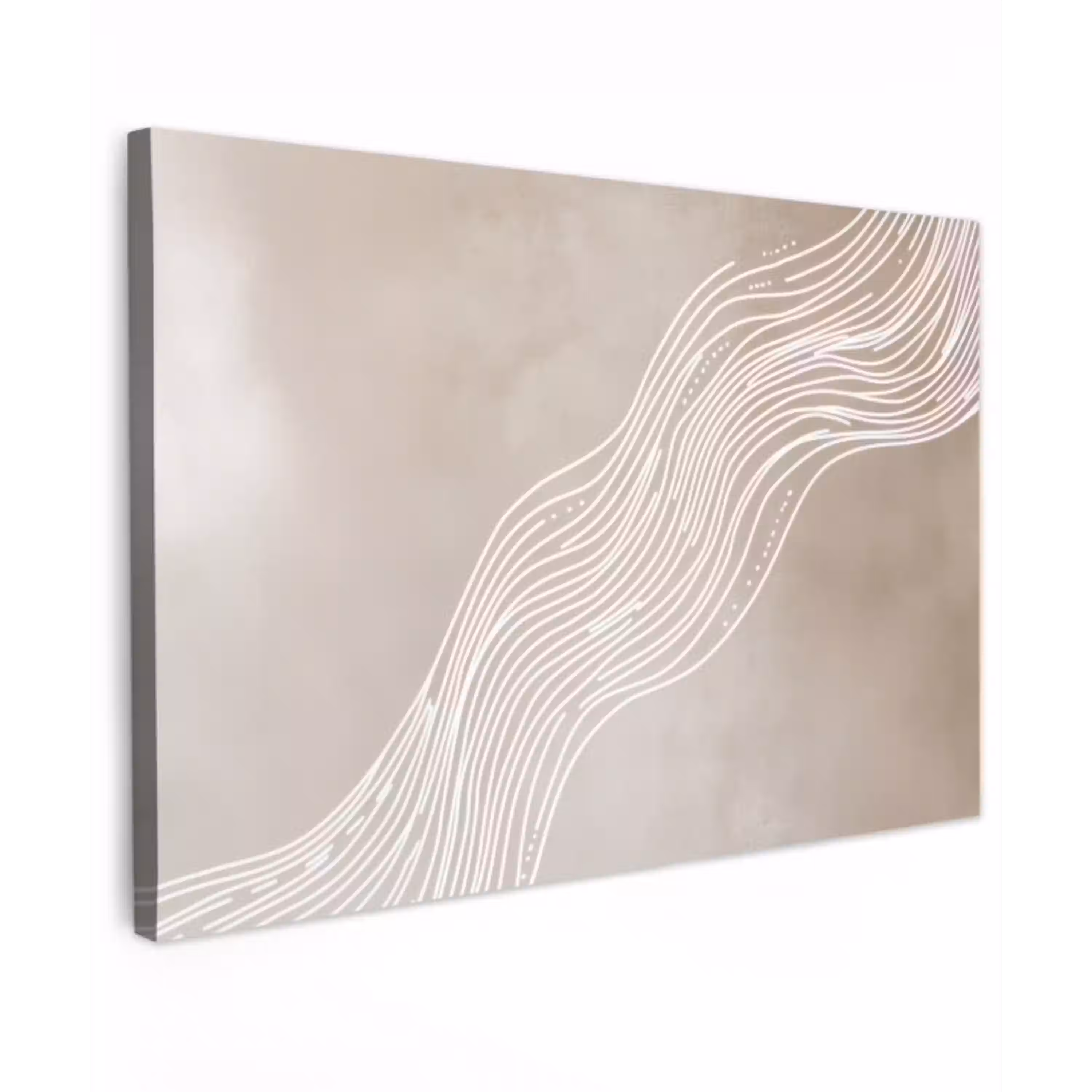 Golvende lijnen - Vloeiend - Zandkleurig canvas 2cm klein -z3d