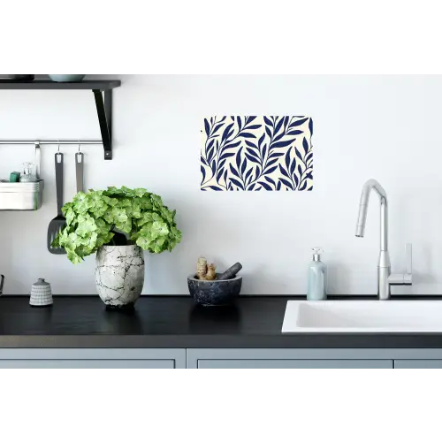 Bladeren - Klimop - Donkerblauw Muursticker klein -keuken