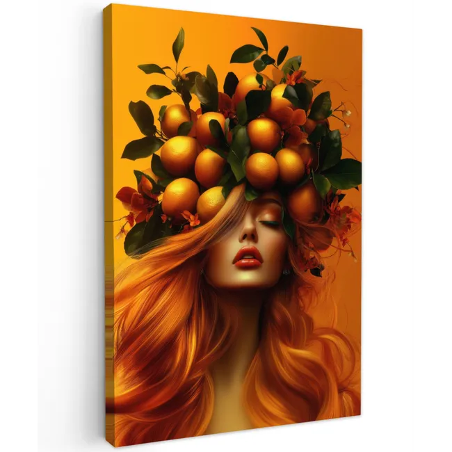 Vrouw - Citroenen - Bloesem - Geel canvas 2cm klein -z3d