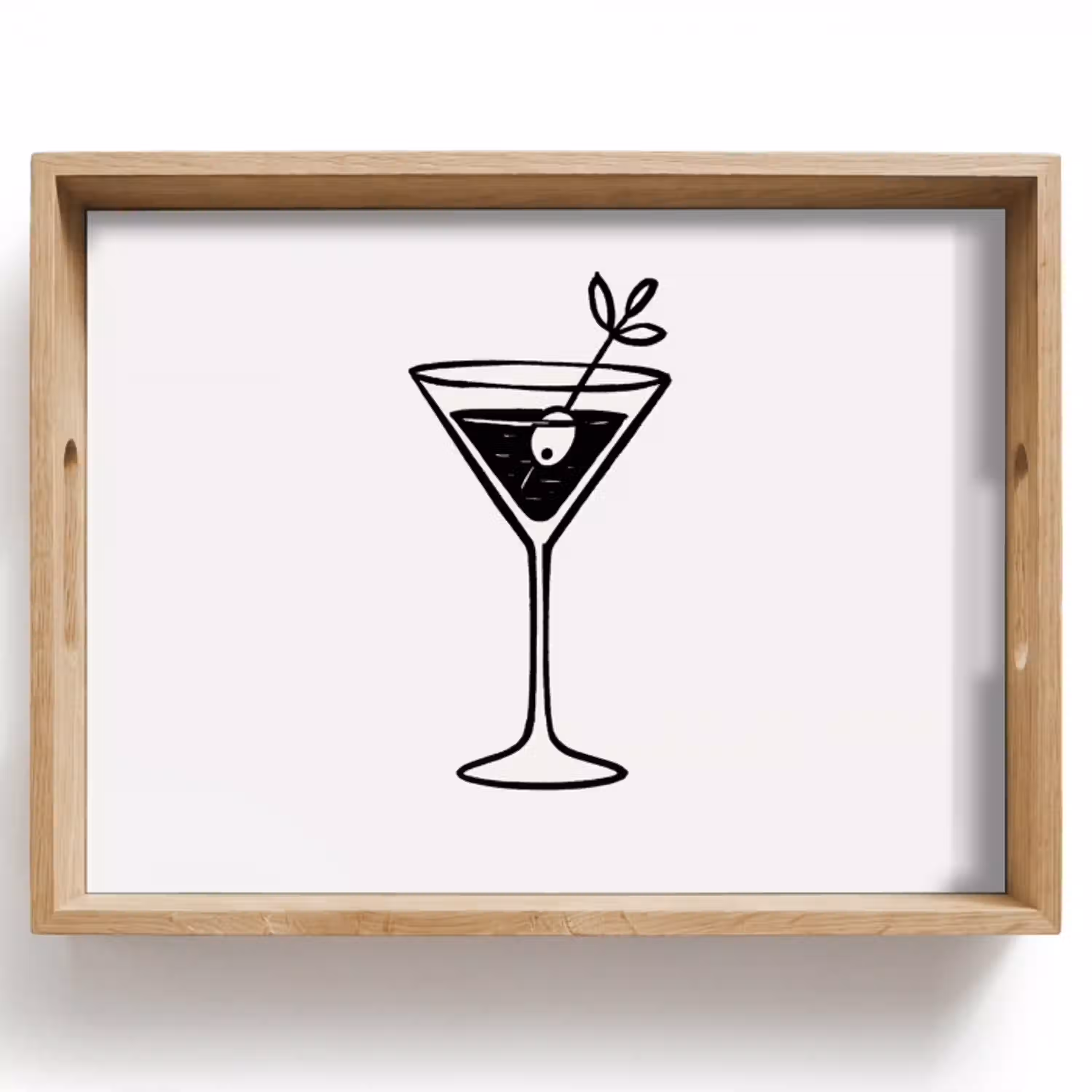 Cocktail - Glas - Olijf - Minimalistisch Dienblad Rechthoek middel -z3d_shopping