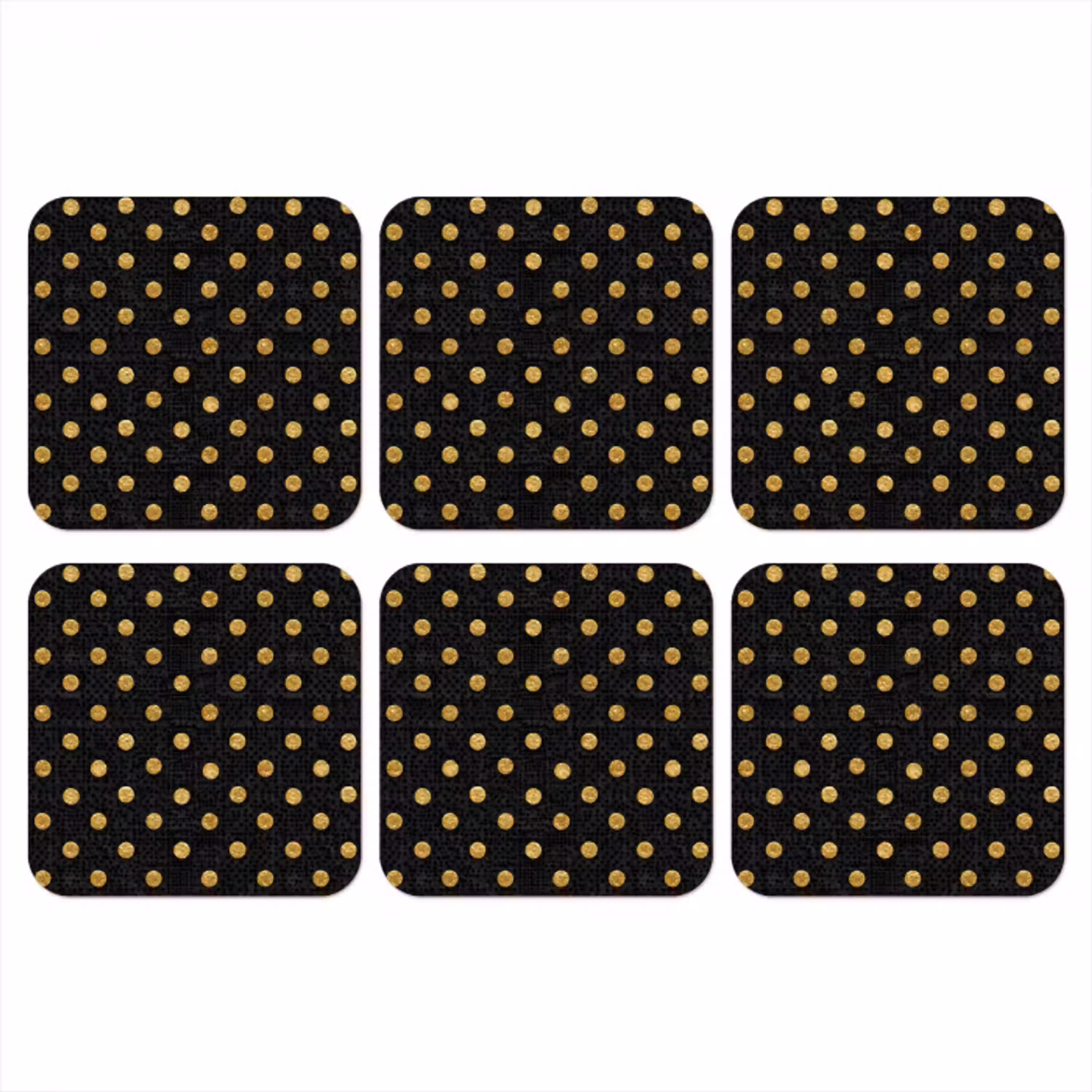 Polka Dot - Stippen - Goud - Zwart onderzetter kurk middel 366 -3d