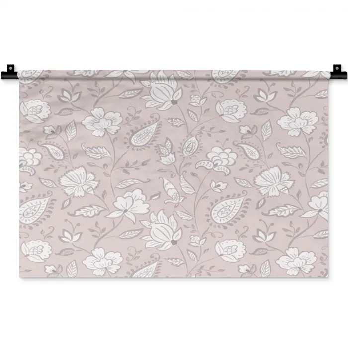 Bloemen - Getekend - Lavendel Wandkleed katoen klein 269 -zz3d