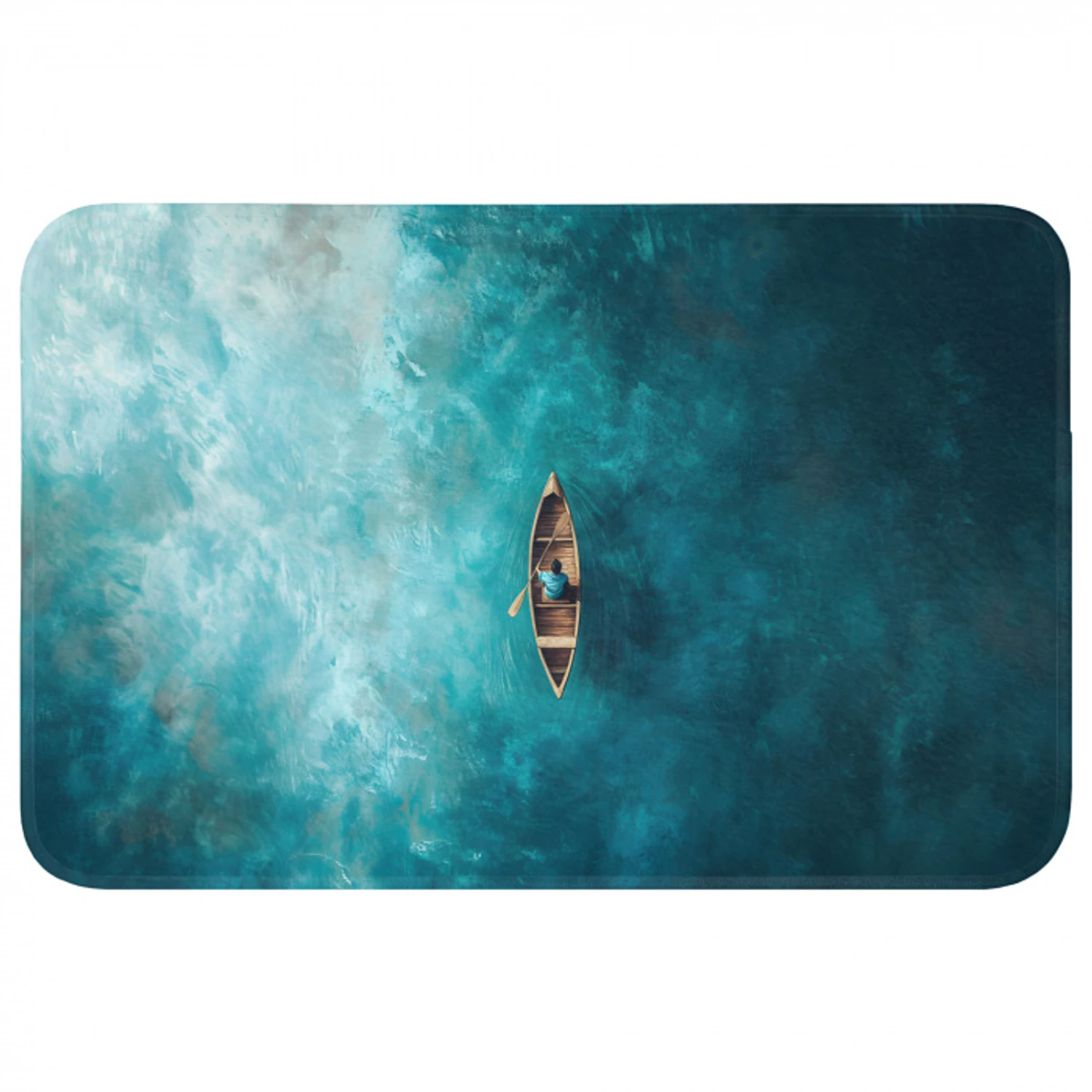 Bootje - Water - Blauw Badmat klein -3d