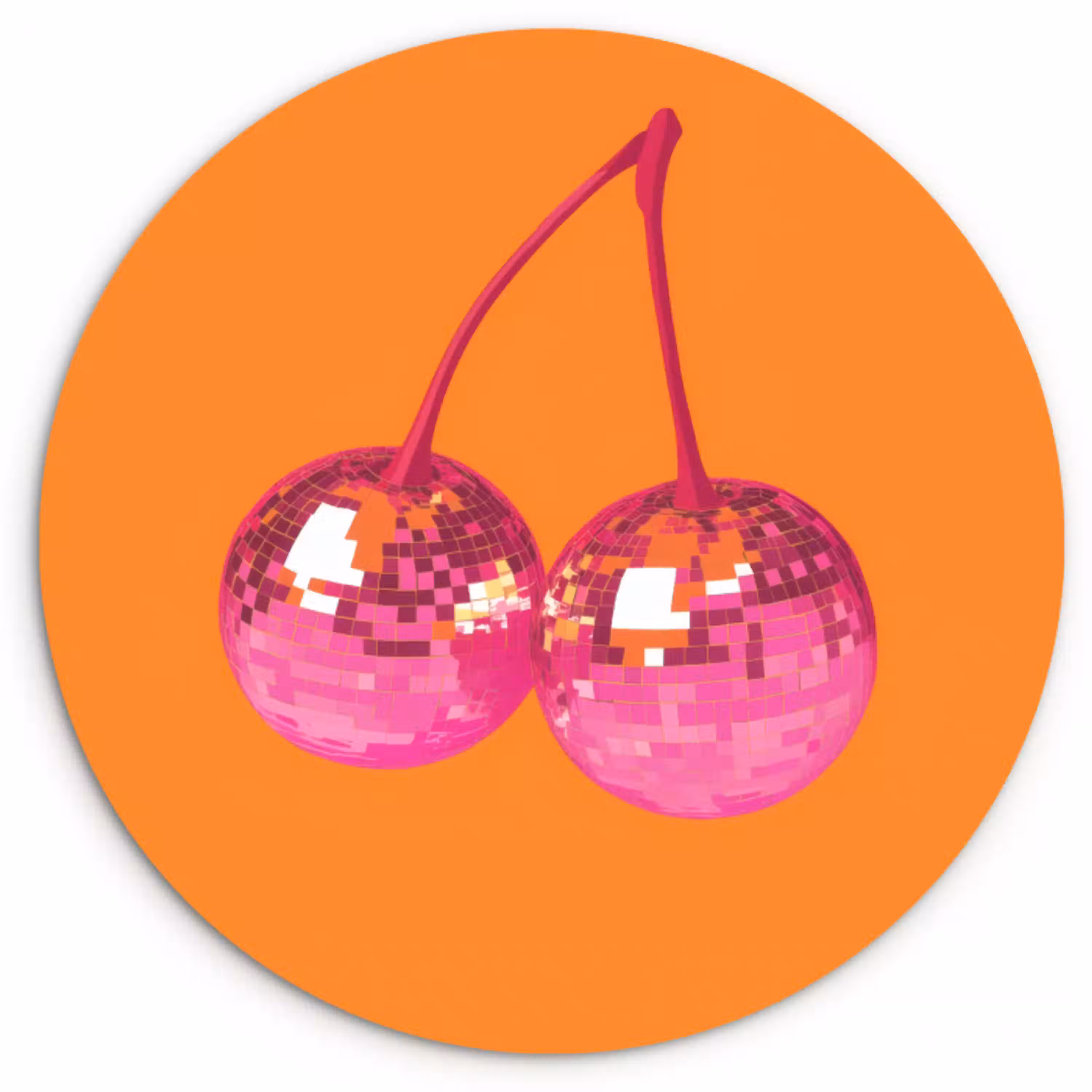 Discoballen - Kers - Spiegels - Roze Wandcirkel plexiglas klein -3d
