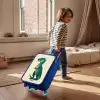 Spiky dino met vriendelijke blik Kinderkoffer - Blauw klein -sfeer1