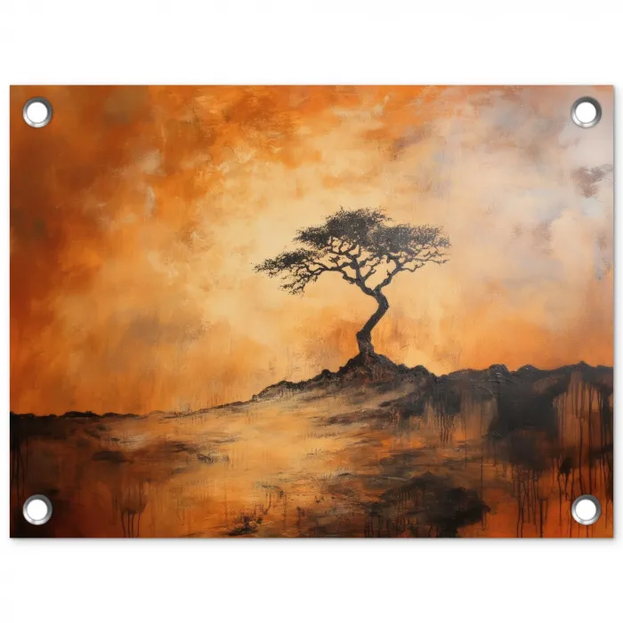 Boom - Landschap - Oranje tuinposter los doek klein -3d