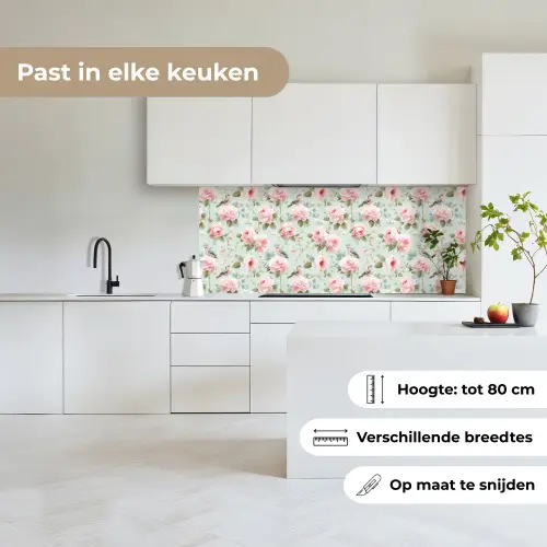 Rozen - Vogels - Pastel - Kleurrijk keuken achterwand 2 middel 871 -sfeer4_NL
