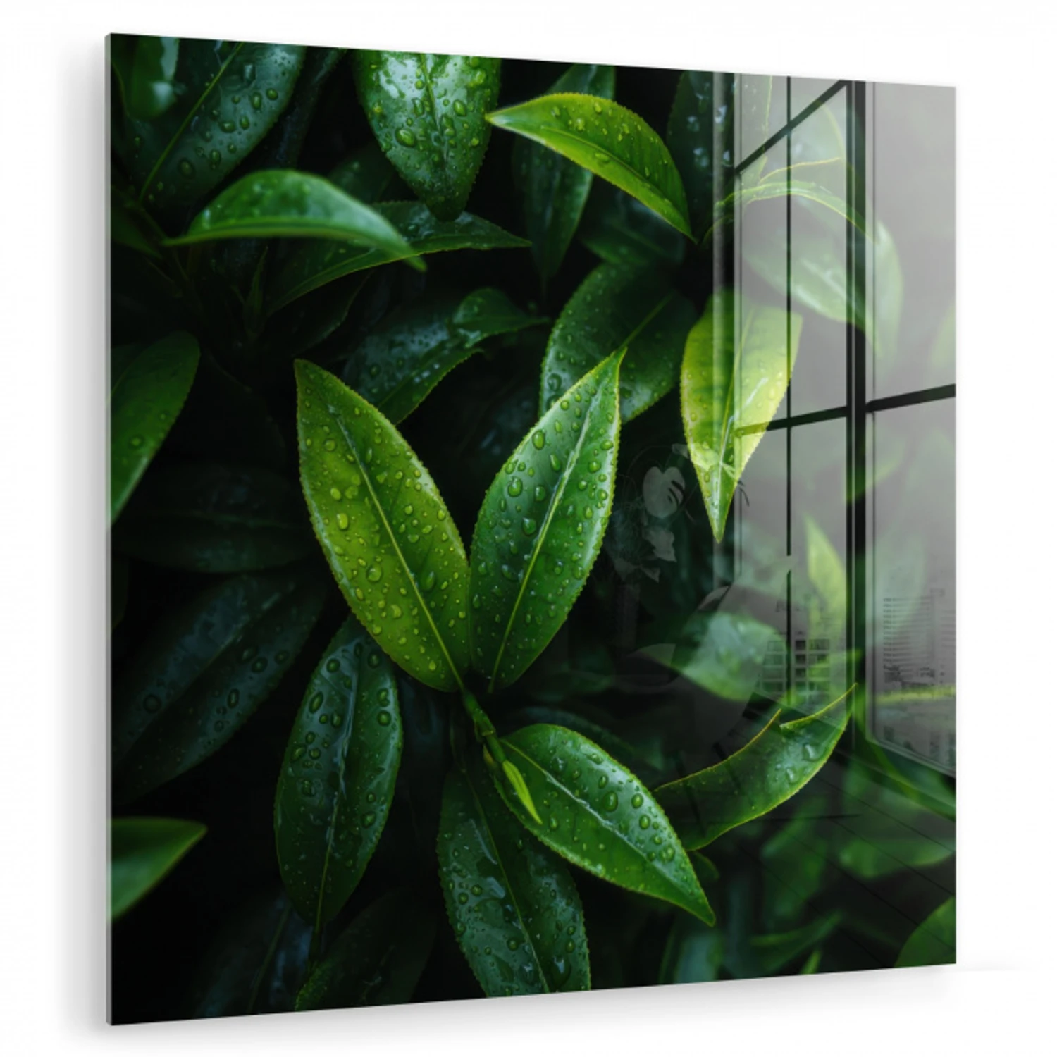 Bladeren - Regendruppels - Licht - Groen plexiglas 5mm klein -zzzproduct_nieuw