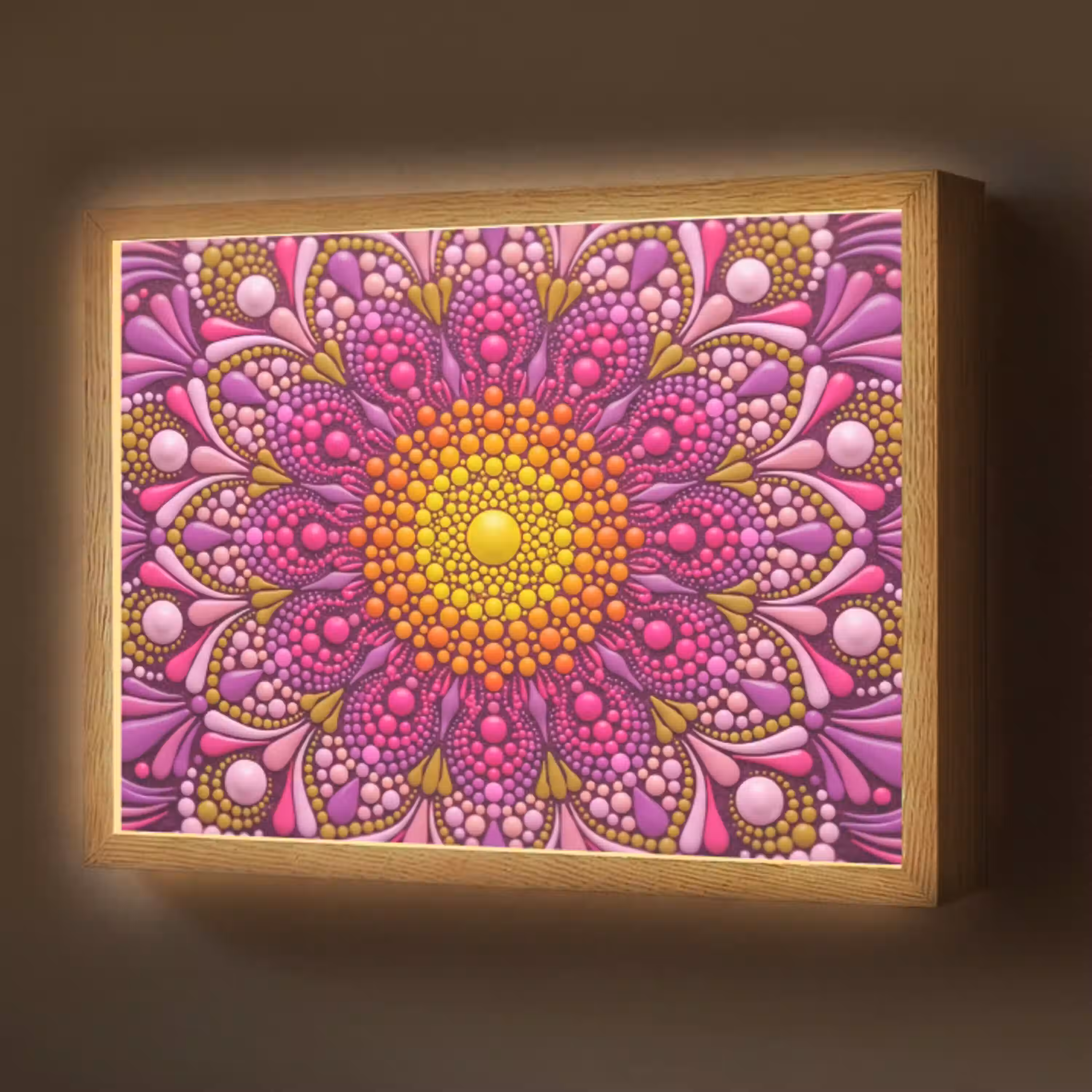 Patroon - Stippen - Abstract - Kleurrijk Light Box met batterij (Wandlamp) middel -z3d_website