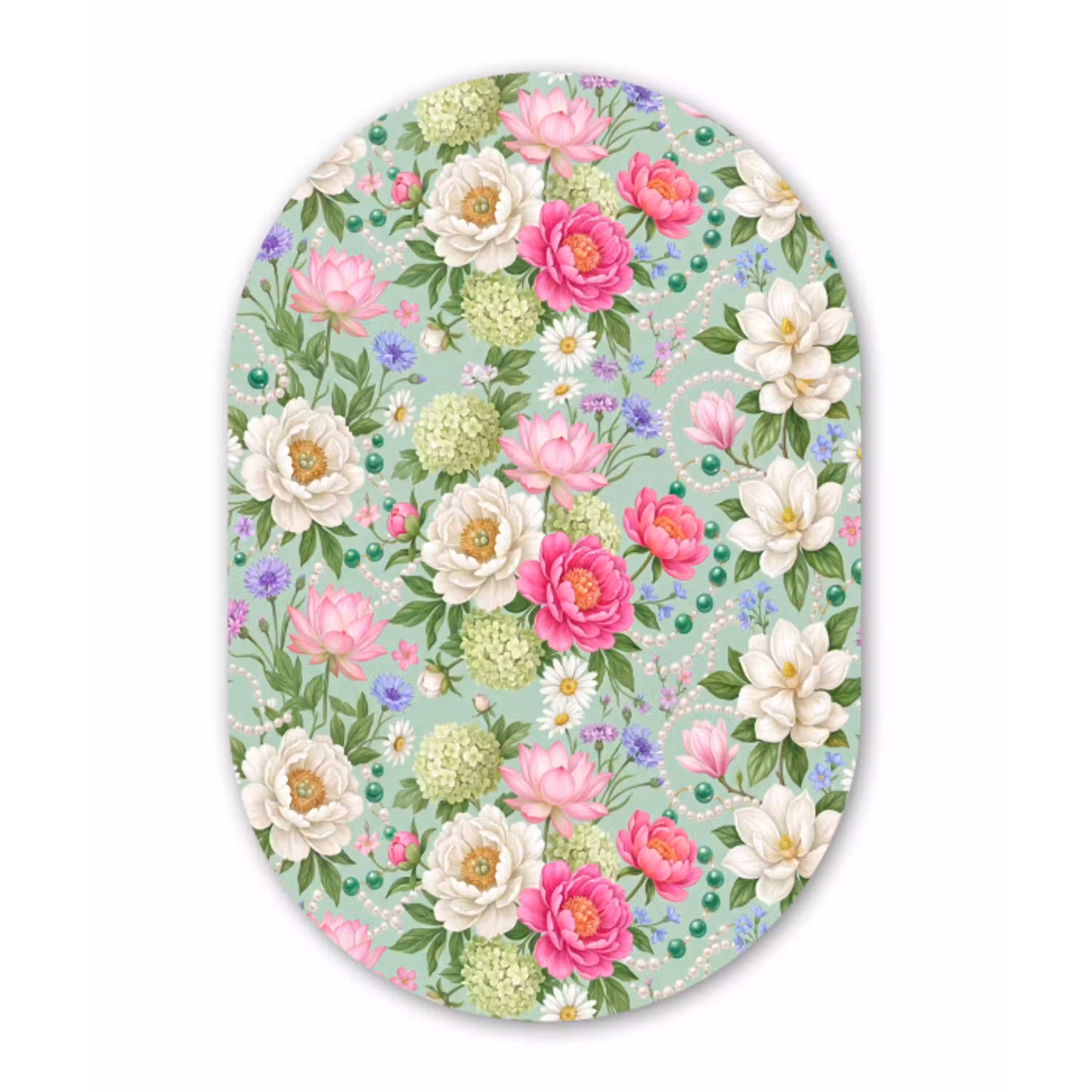 Bloemen - Patroon - Botanisch - Groen Wandcirkel Ovaal Forex klein -3d