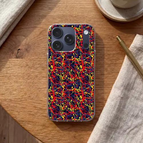 Waterverf - Rood - Geel Telefoonhoesje iPhone 17 Pro klein 878 -sfeer1