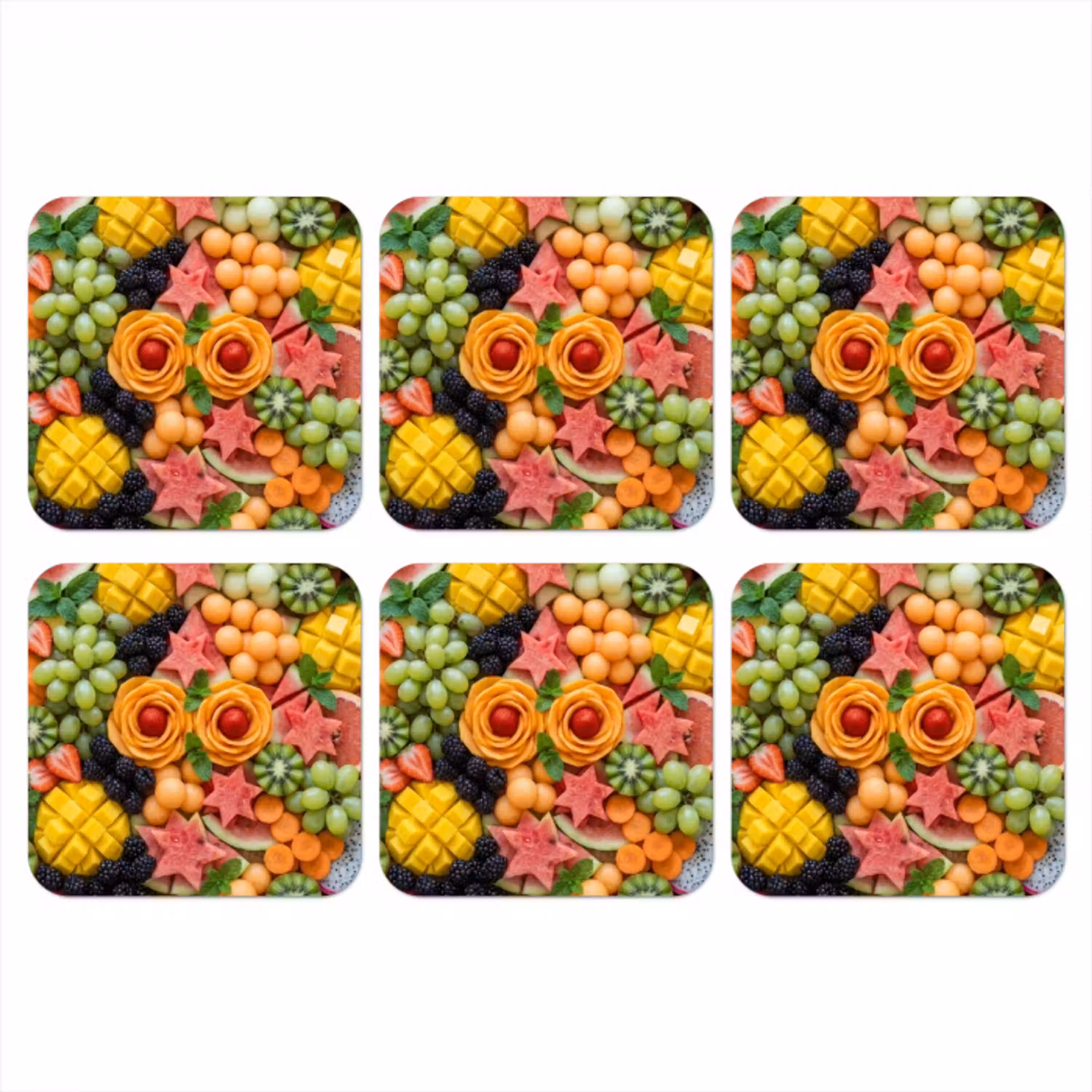 Fruit - Variatie - Kleurrijk - Vers - Eten onderzetter kurk middel -3d
