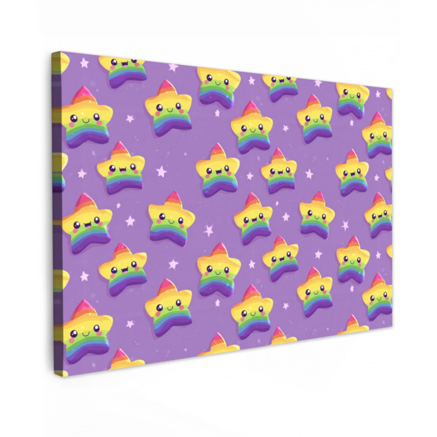 Sterren - Regenboog - Paars Tuinposter op houten frame 2 cm dik klein 845 -3d