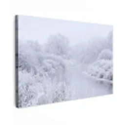 Rivier - Sneeuw - Bos - Winter - Schilderachtig canvas 2cm klein -z3d