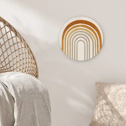 Minimalistisch - Boog - Lijnen - Beige Wandcirkel plexiglas klein -sfeer5