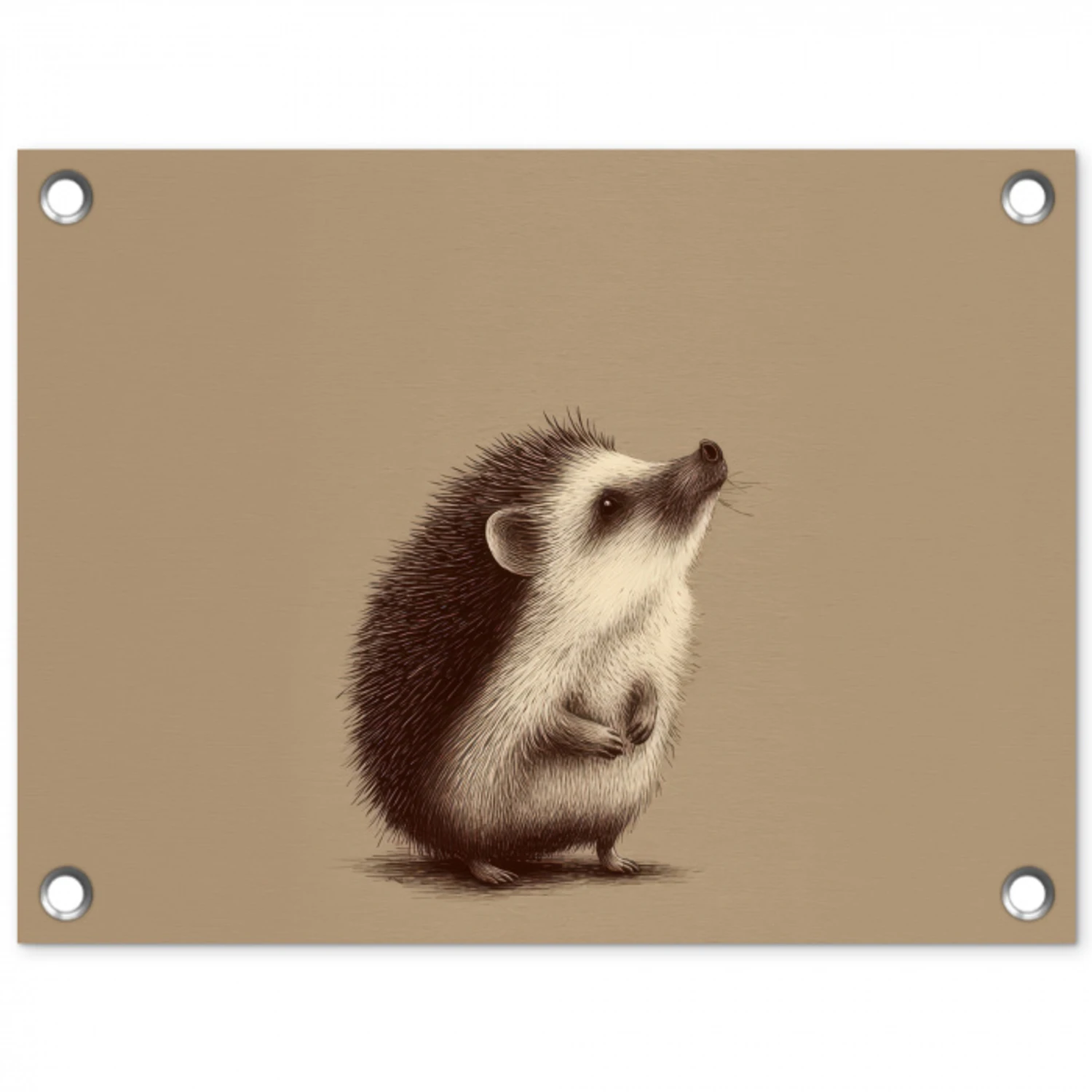 Egel - Snuitje - Bruin - Stekels tuinposter los doek klein -3d