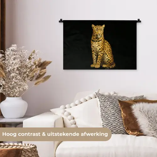 Panter - Realistisch - Bruin Wandkleed katoen klein -sfeer1