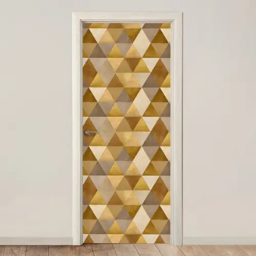 Geometrisch - Driehoek - Goud deurposter klein 289 -3d_beige