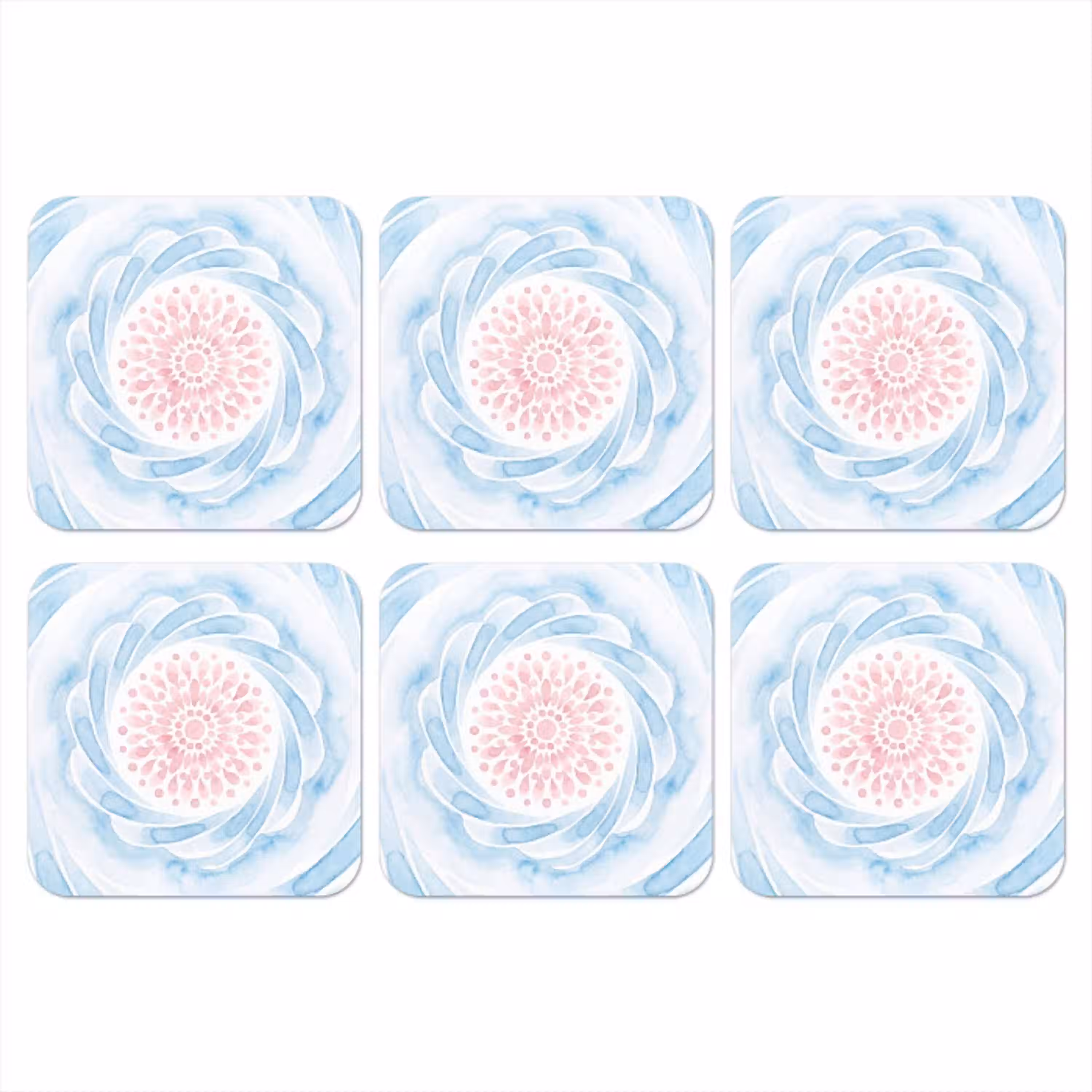 Abstract - Bloemvorm - Aquarel - Roze - Blauw onderzetter kurk middel -3d