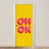 Oh ok - 3D - Geel - Roze deurposter klein -3d_beige