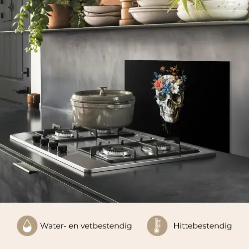 Bloemen - Schedel - Kleurrijk keuken achterwand spatscherm klein -usp_NL