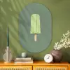 Groen - Waterijsje - Stokje - Illustratie Wandcirkel Ovaal Glas middel -sfeer2